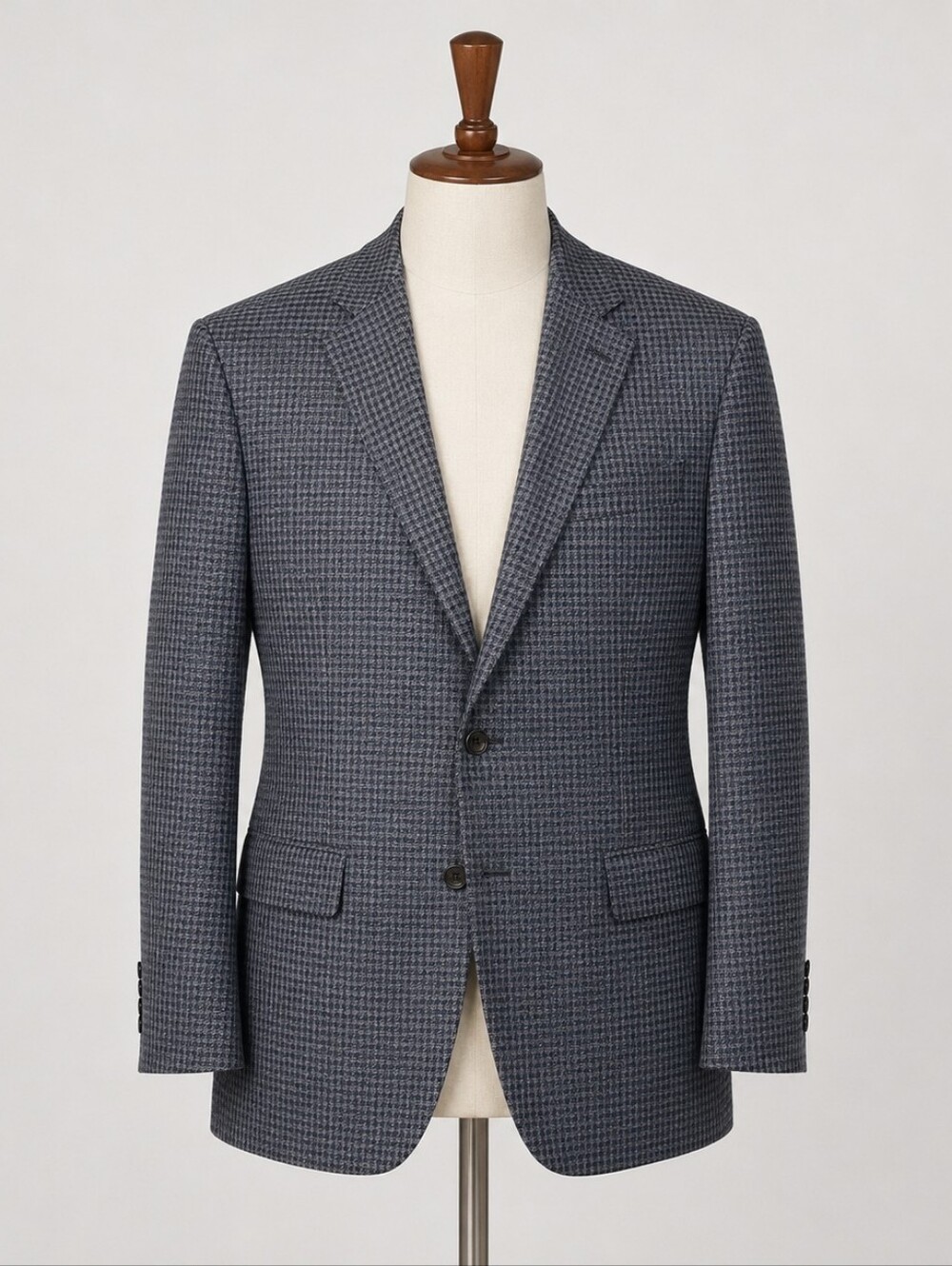 Ralph Lauren Navy Check 2 Button Men's Blazer Wool Silk Blend 46R